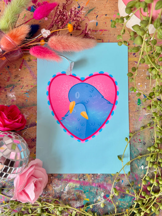 Pigeon Love - A6 Postcard