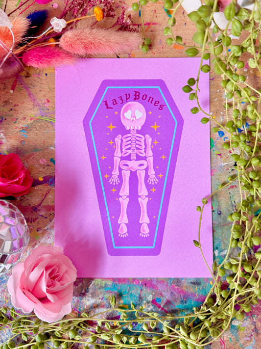 Lazy Bones - A6 Postcard