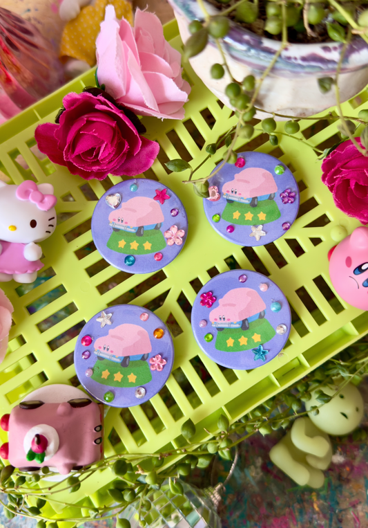 Pink Blob Car - Badge/Magnet