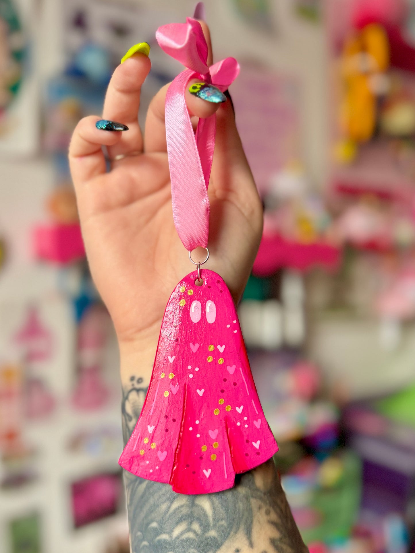 Pink Ghost - Clay Wall Hanging