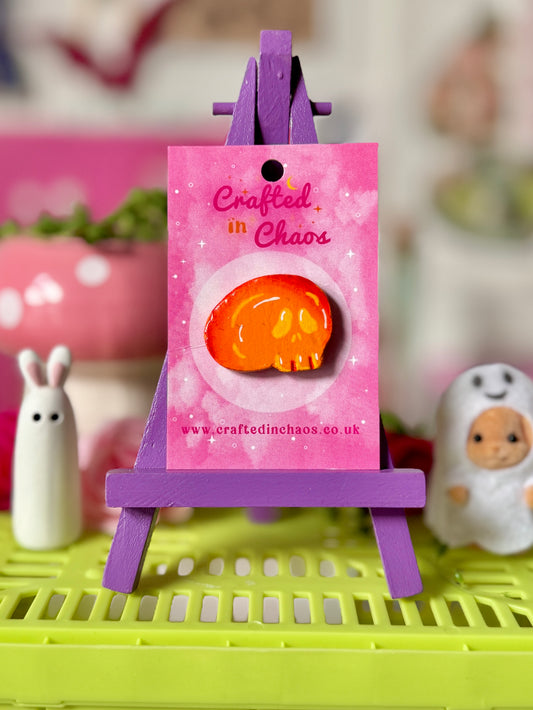Orange Skull - Clay Pin