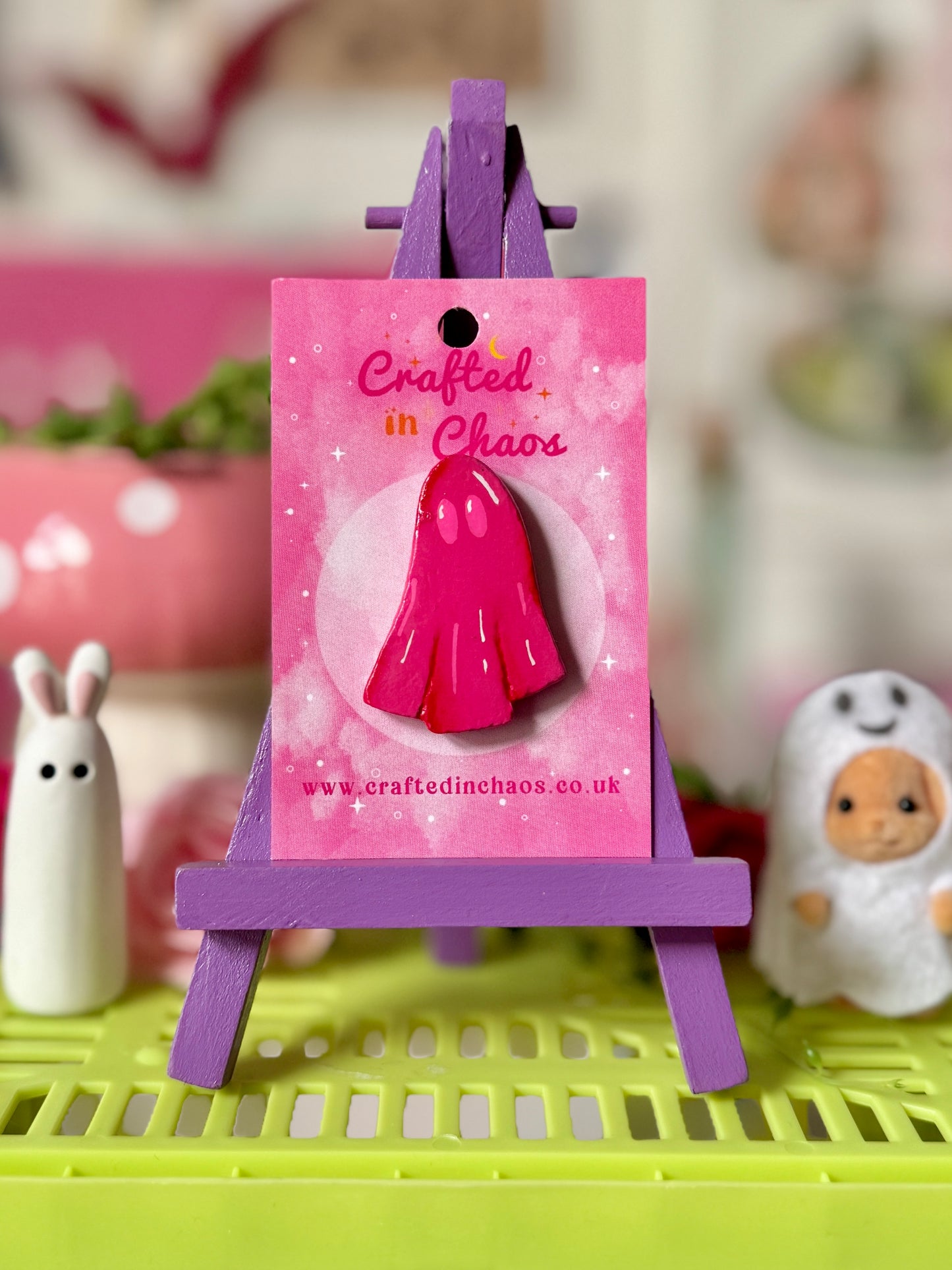 Pink Ghost - Clay Pin