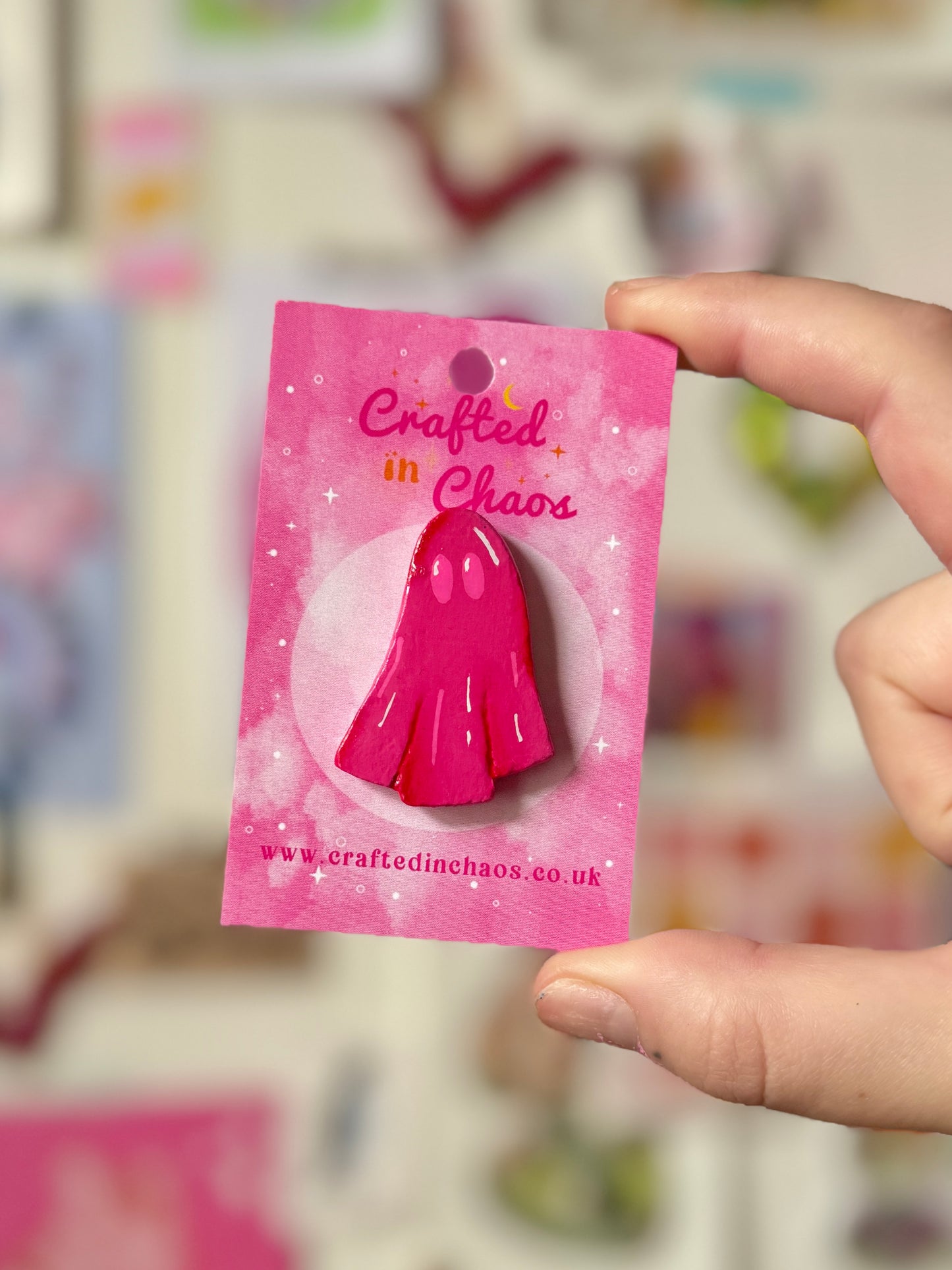 Pink Ghost - Clay Pin