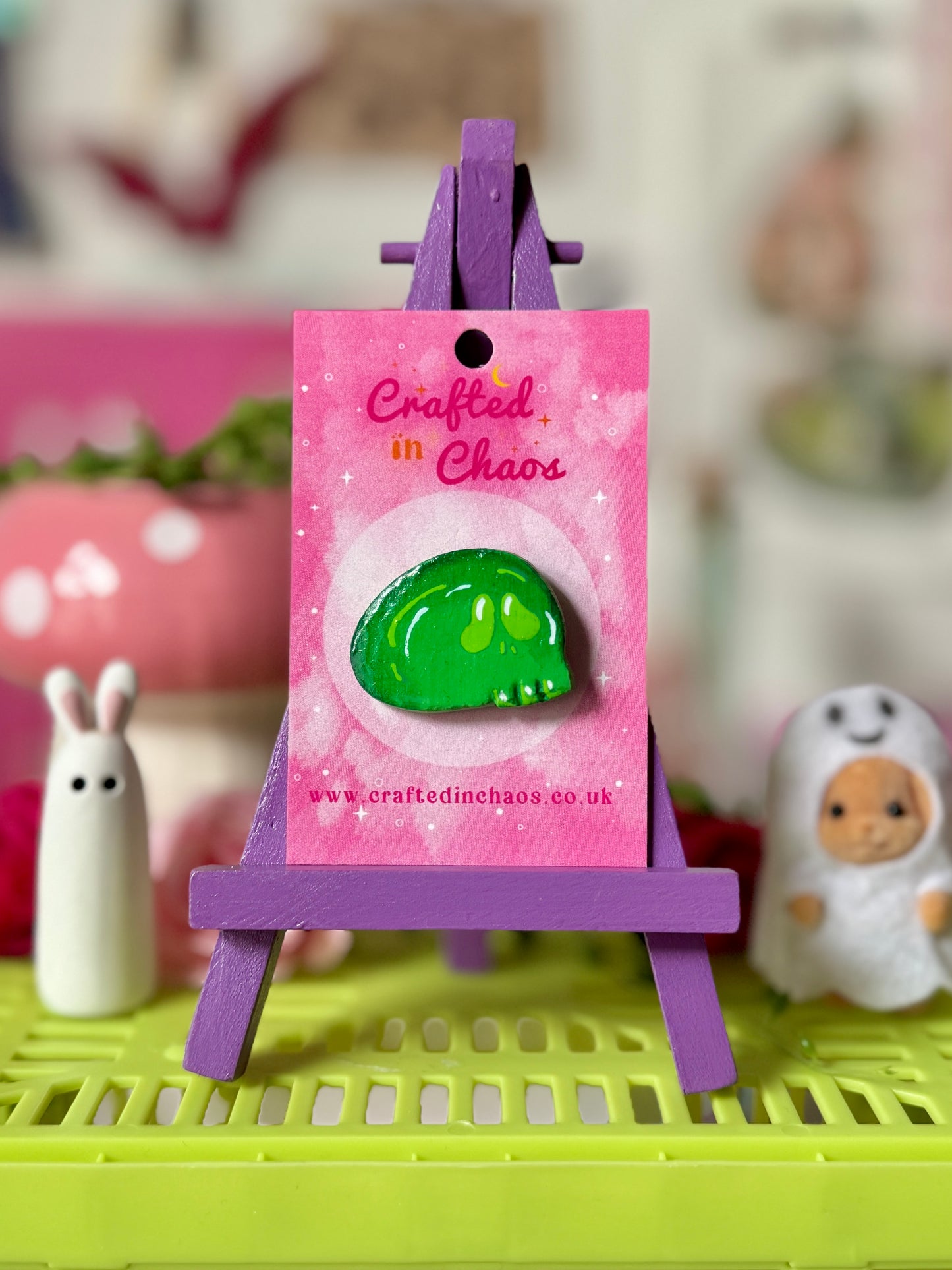 Green Skull - Clay Pin