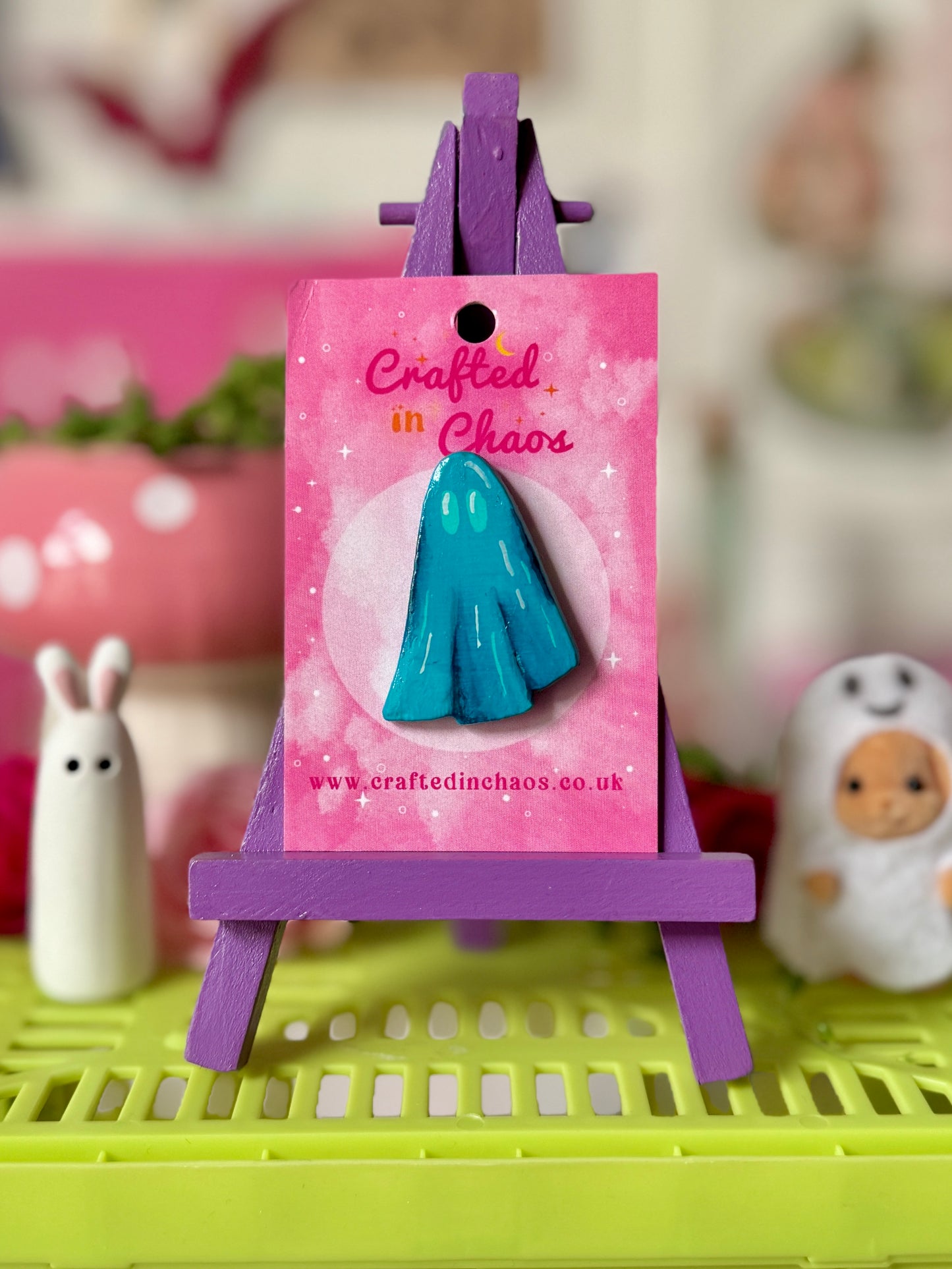 Teal Ghost - Clay Pin