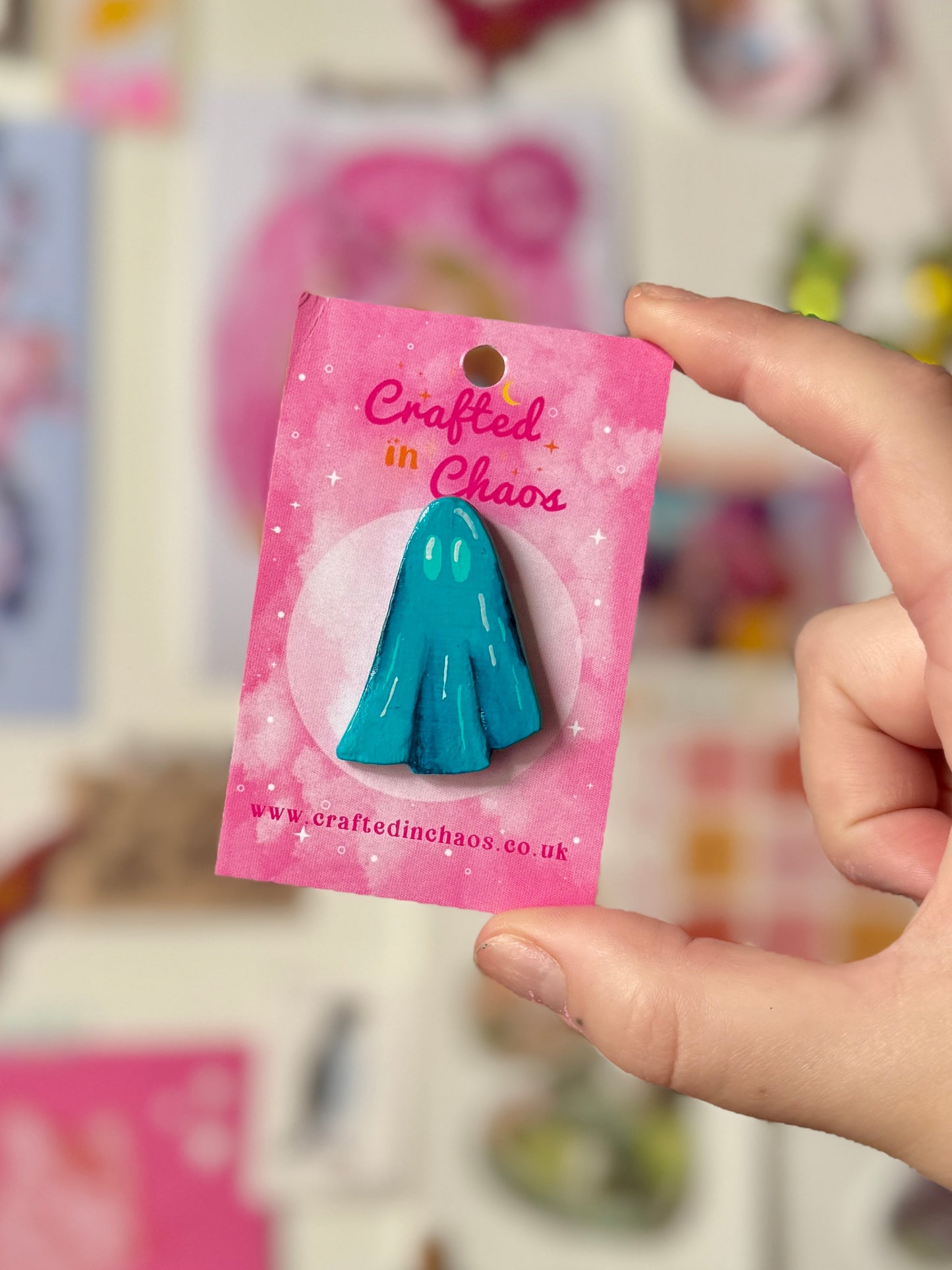 Teal Ghost - Clay Pin