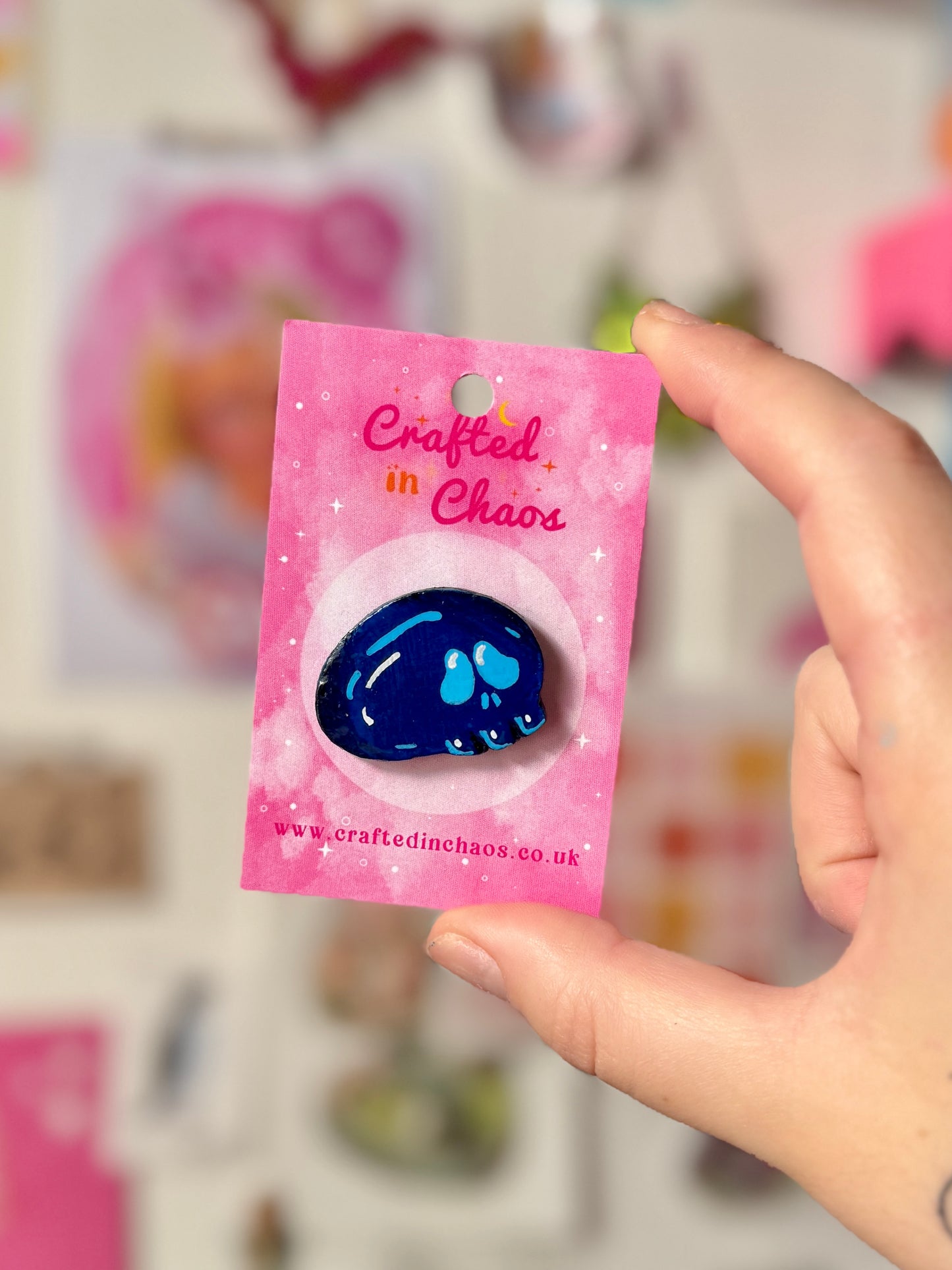 Navy Skull - Clay Pin