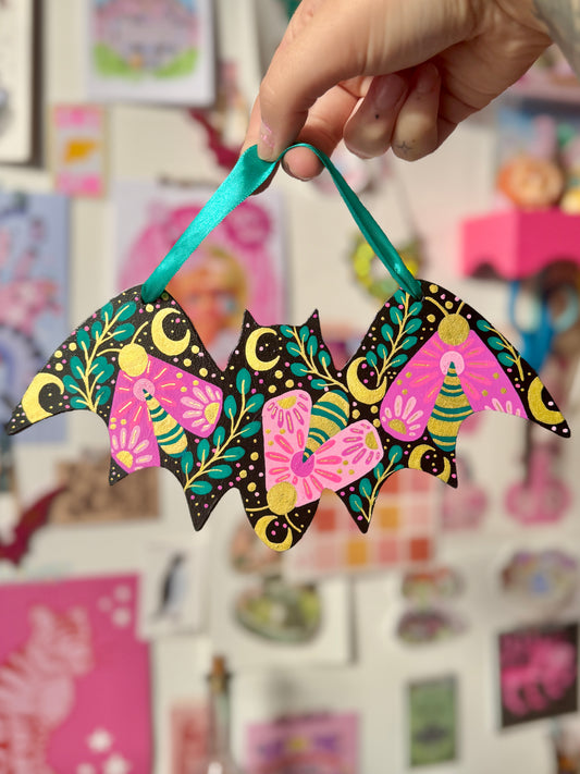 Black Floral Bat - Wall Hanging