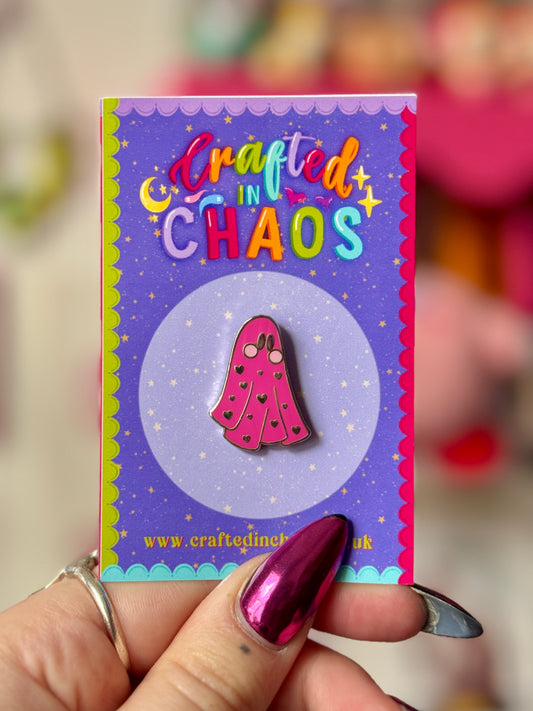 SECONDS - Ghostie Enamel Pin - Pink