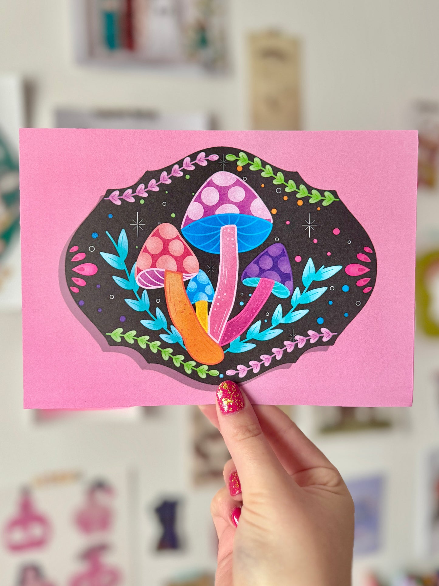 Mushrooms on Plaque - A5 Print