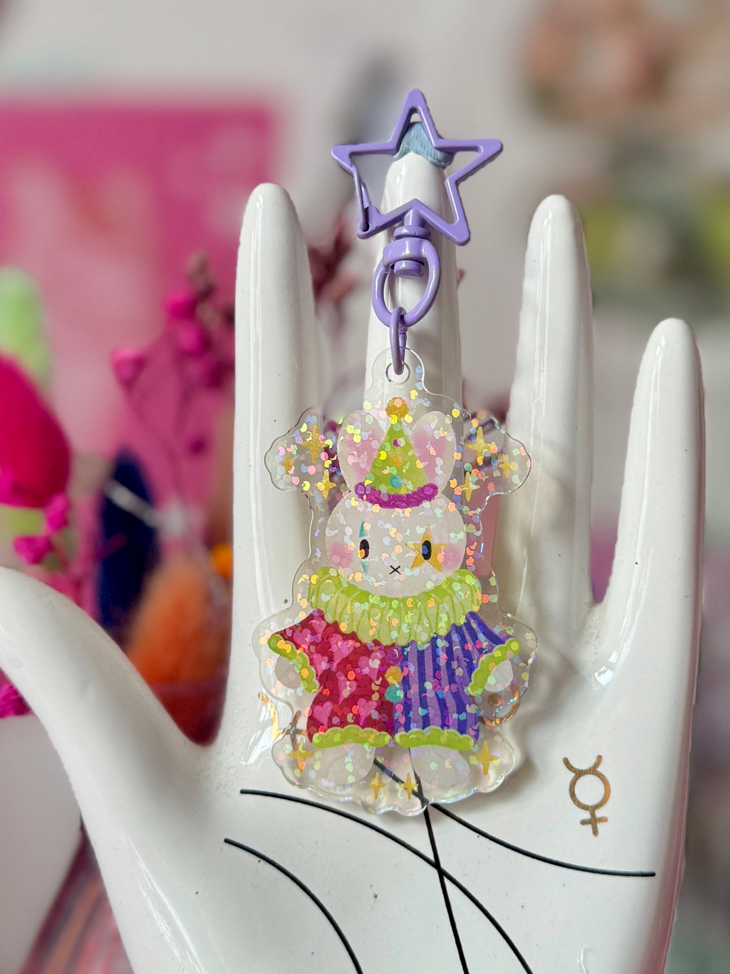 Clown Miffy - Glitter Acrylic Keyring