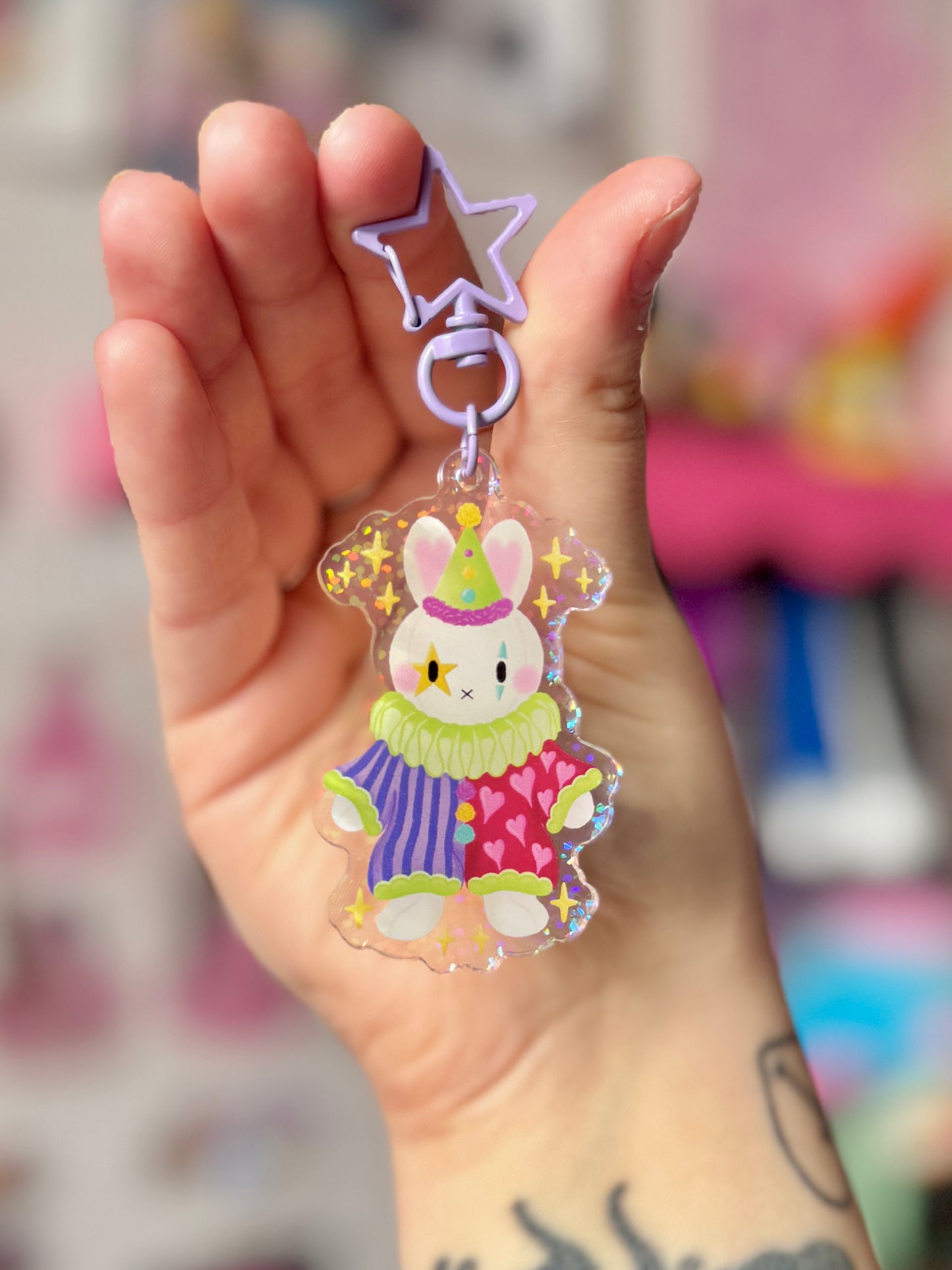 Clown Miffy - Glitter Acrylic Keyring