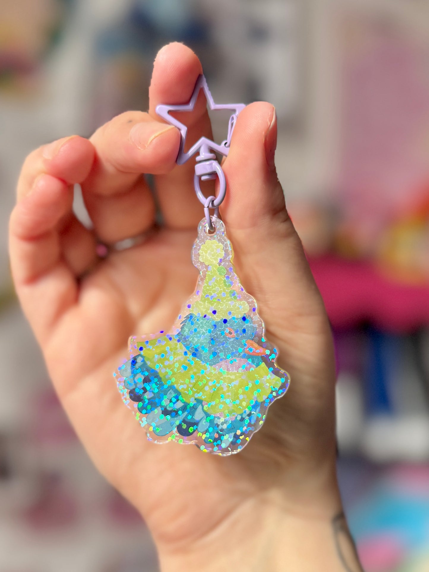 Clown Pigeon - Glitter Acrylic Keyring
