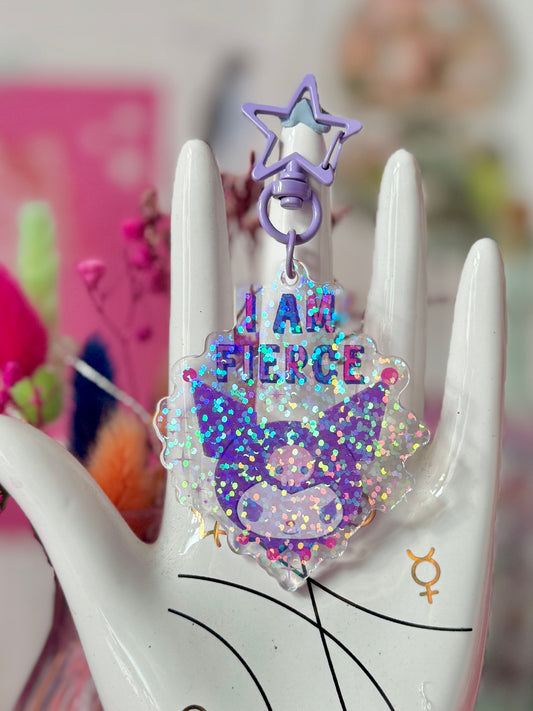 I Am Fierce - Glitter Acrylic Keyring