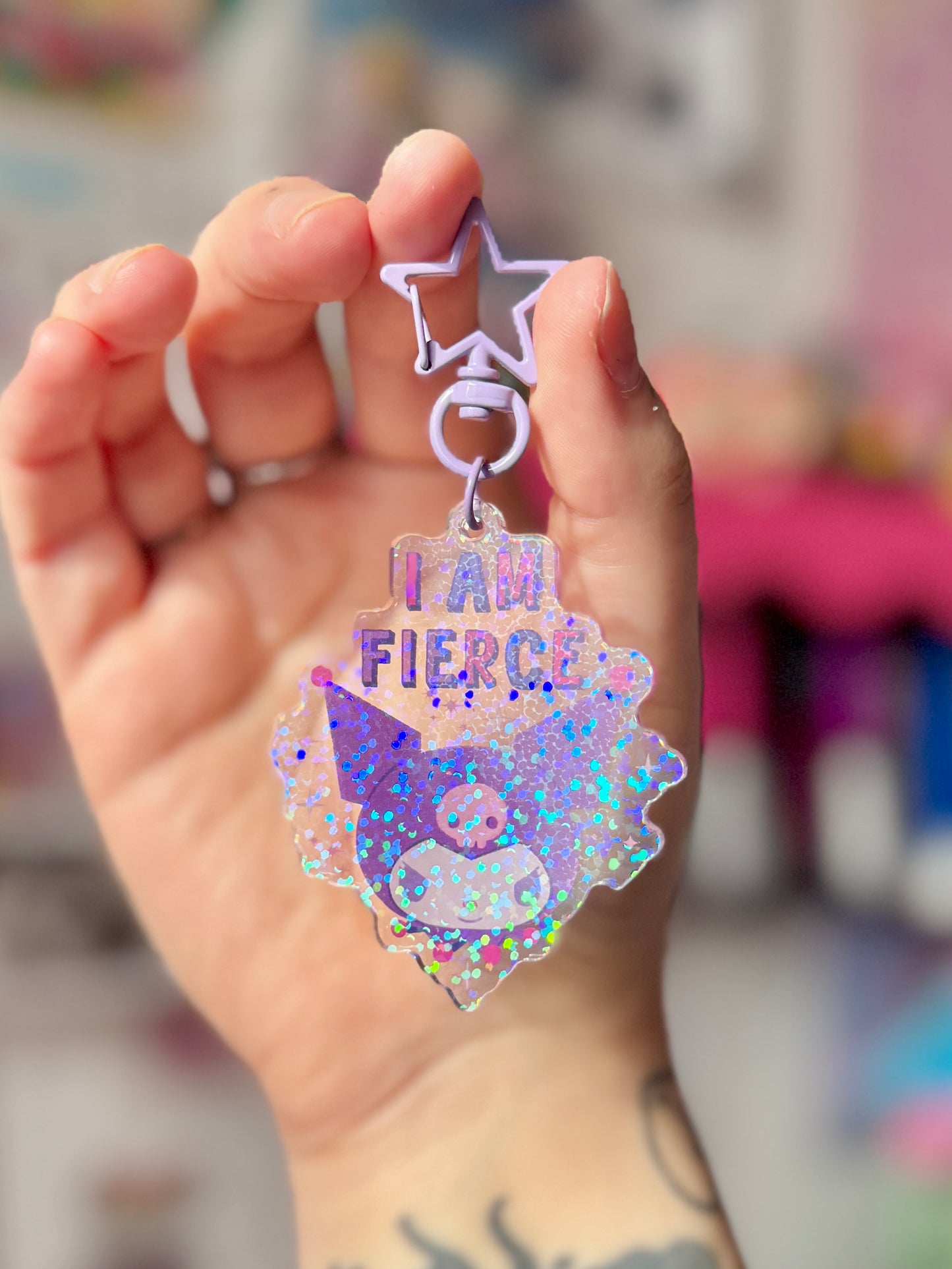 I Am Fierce - Glitter Acrylic Keyring
