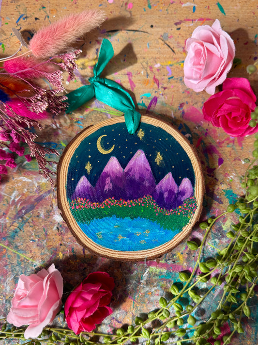Violet Mountains Wood Slice