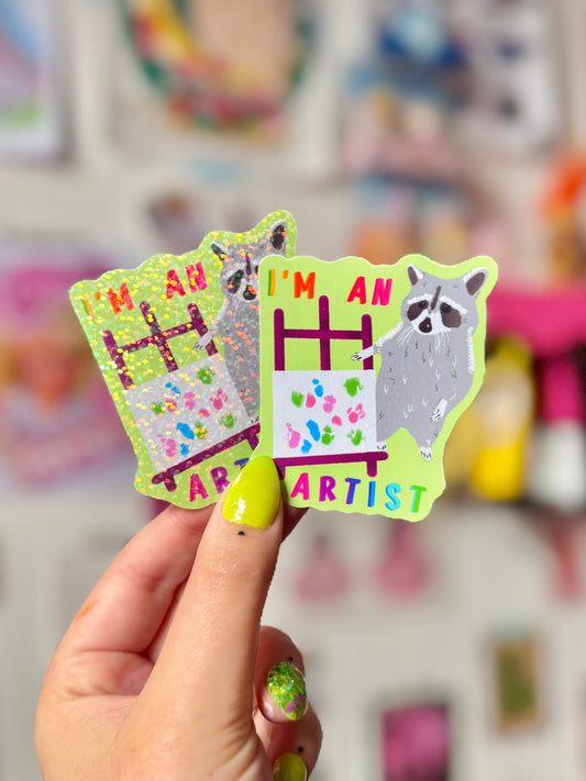 “I’m an Artist” Raccoon - Sticker