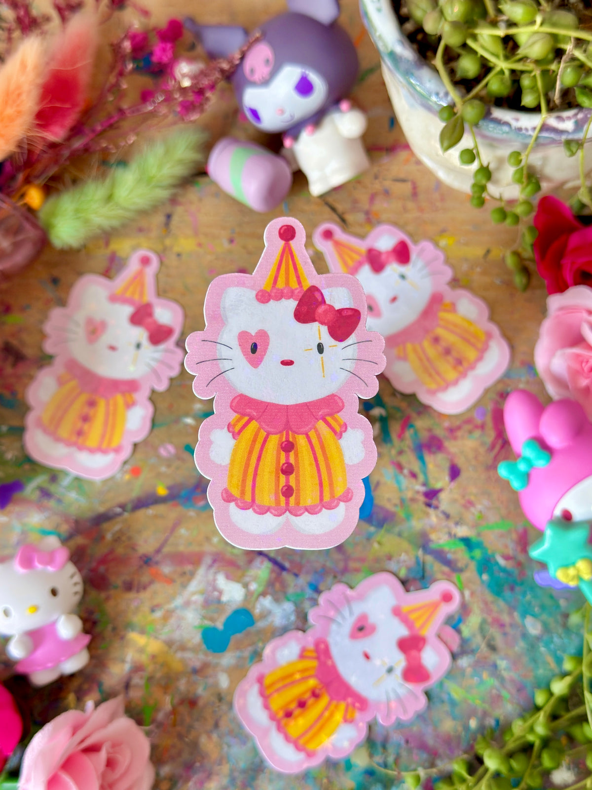 Silly Clown Cat - Sticker
