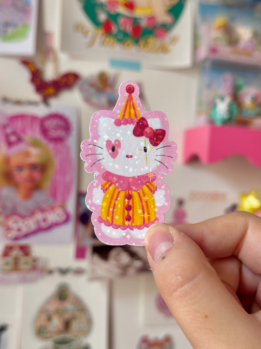 Silly Clown Cat - Sticker
