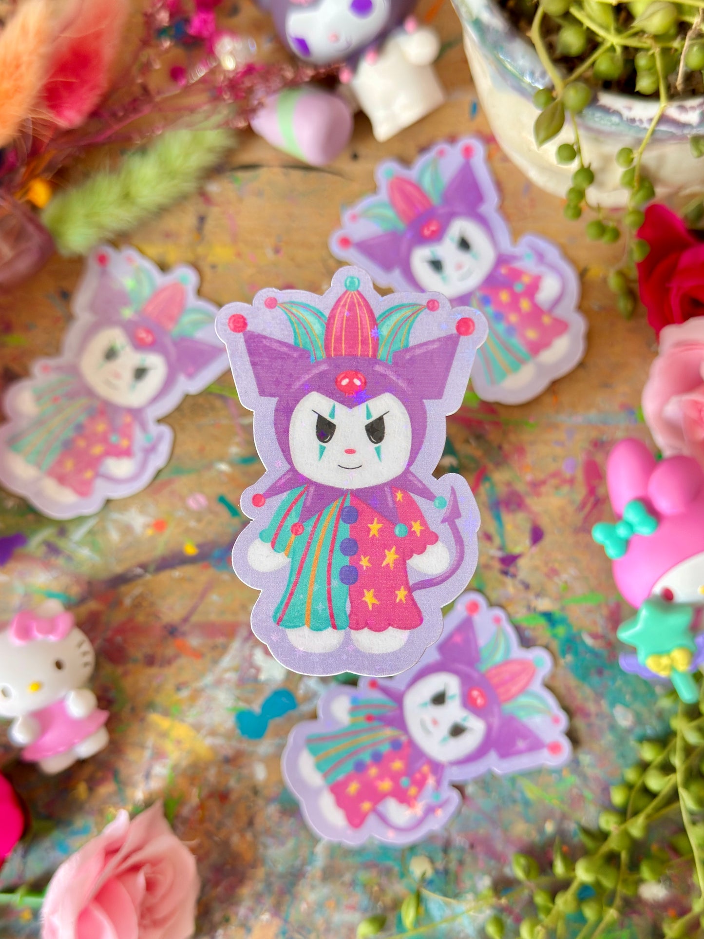 Silly Clown Jester Rabbit - Sticker