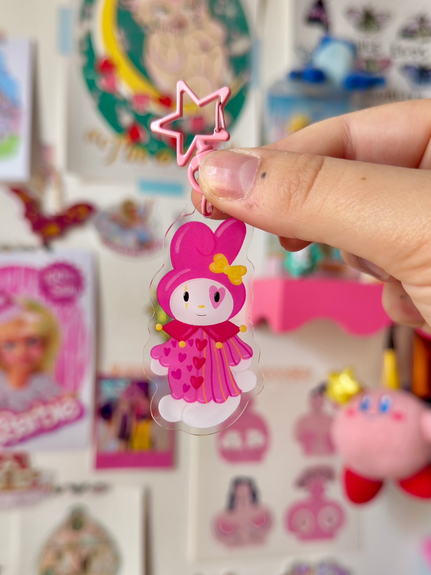 Clown White Rabbit - Acrylic Keyring